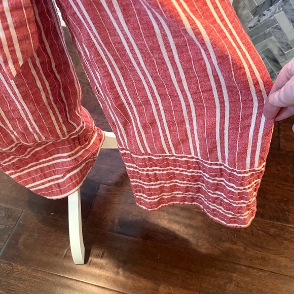 Ett:Twa Anthropologie Red  and White Striped Jumpsuit Size XS 100% Linen - Picture 5 of 11
